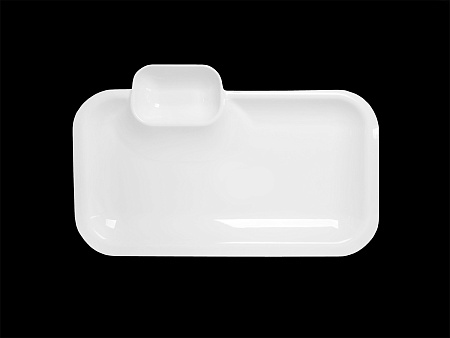 Блюдо прямоугольное с соусником 360 мм Royal White /3/18/